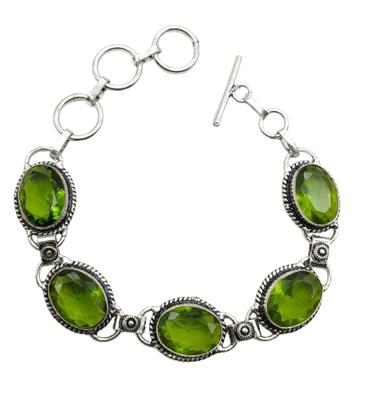 Peridot Gemstone Silver Plated Handmade Bracelet Jewelry BR 99