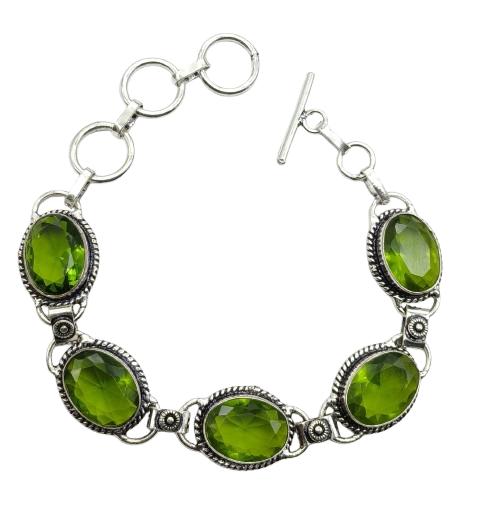 Peridot Gemstone Silver Plated Handmade Bracelet Jewelry BR 99