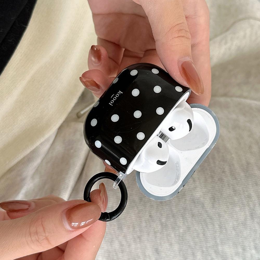 Korea Cute Black Polka Dots With Shockproof Earphone Protection Case Cover For AirPods 4 Pro 2 3 Soft Silicone Shell