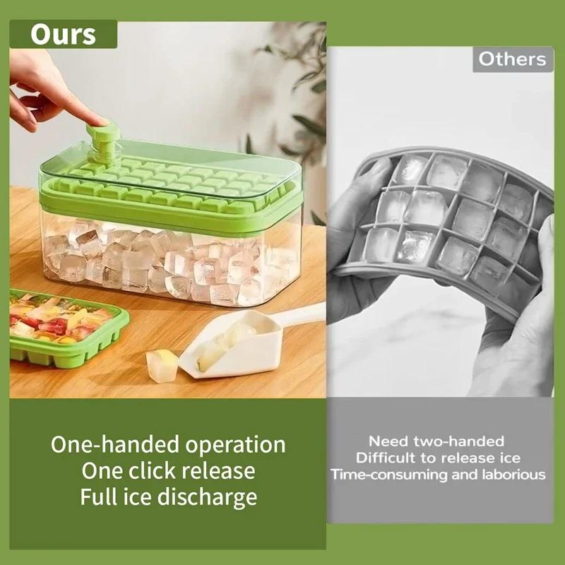 32 Fack Silikon Iskubform Form Med Lock Skopa Förvaringslåda Ta Bort Med Ett Klick Istillverkare DIY Whiskey Cocktailverktyg