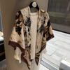 Scarf Women'S Square Scarf Retro Color Matching Big Flower Graffiti Large Square Scarf Versatile Scarf Silk Scarf Women'S Shawl Silk Scarf