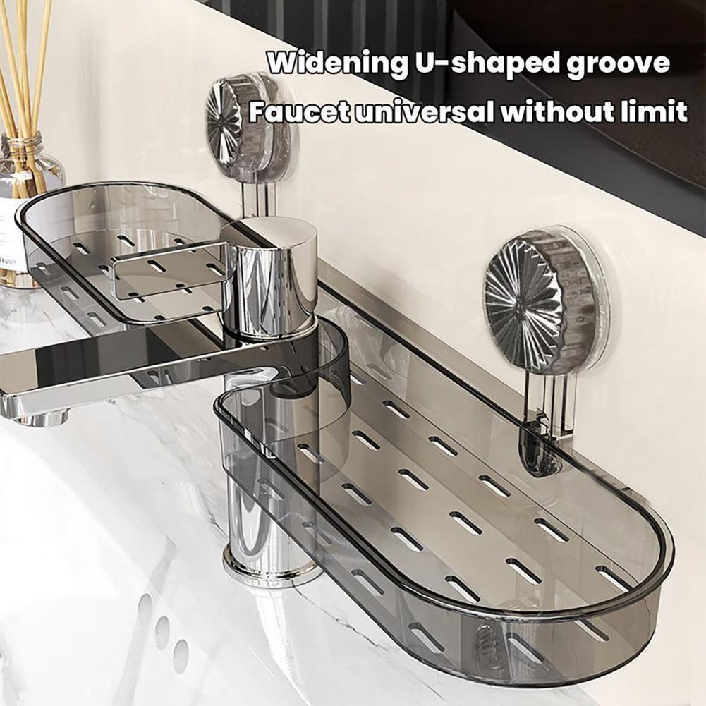 Bathroom Storage Rack with Suction Cup Strong Load-bearing Self-draining Shampoo Sponge Holder Multi-Function Organizer