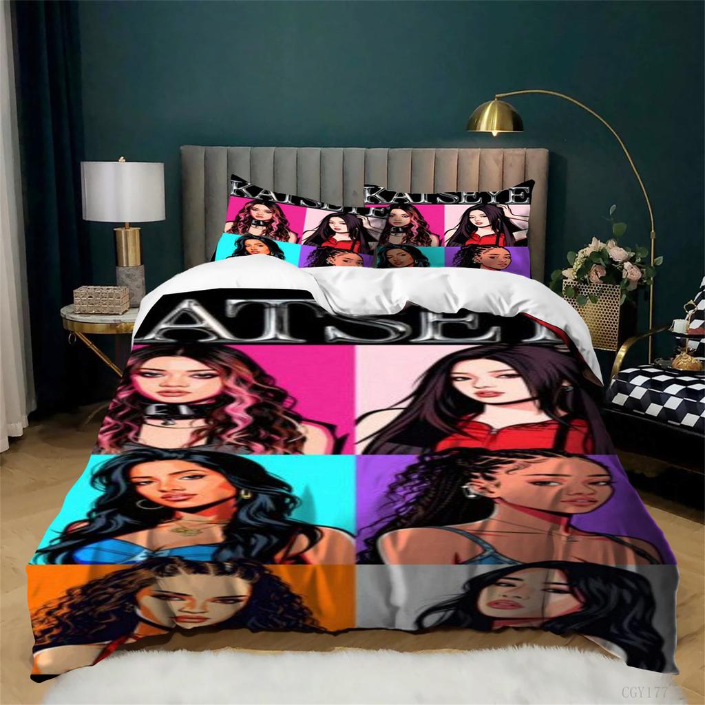 3-Pcs Katseye All-Season Bedding Set Soft Breathable Duvet Cover Set Lightweight 3D Graphic K-Pop Quilt Cover for Girls
