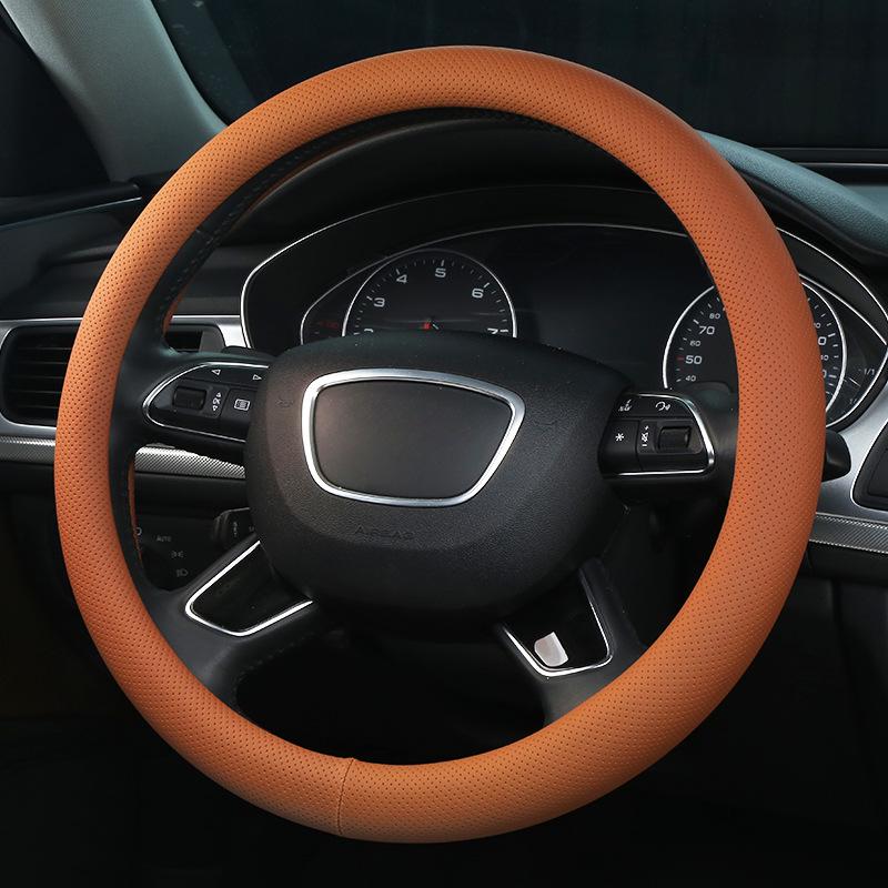 Breathable Leather Car Steering Wheel Protector Cover