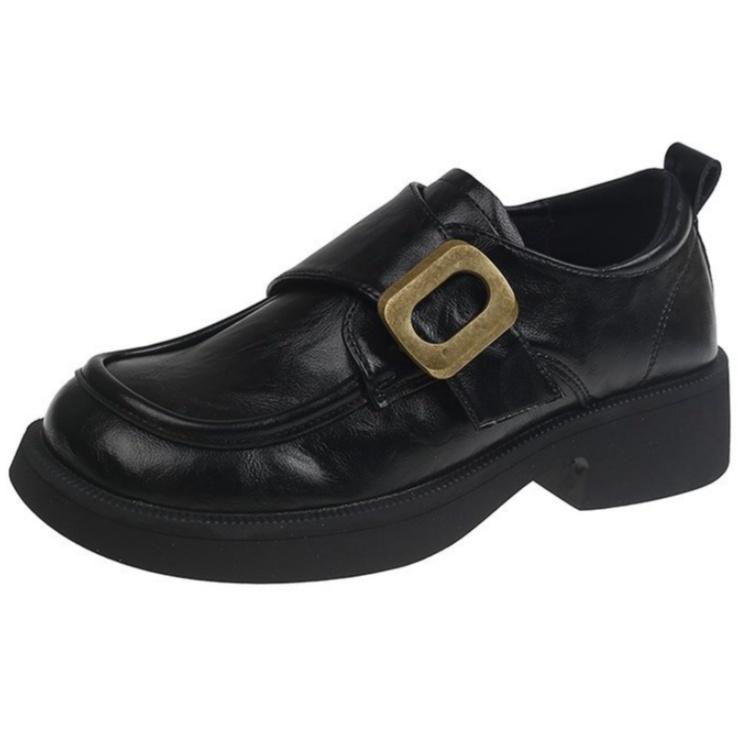 Fashion British Style Metal Buckle Women Low Heels Shoes 2025 New Fashionable Daily Dress Up Flat Shoes Outside Casual Comfortable Shoes