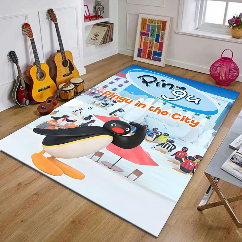 1pc Pingu Design Printed Area Rug Carpet for Bedroom Living Room Home Decor Rugs Mat Non Slip Mat Rug for Bedside