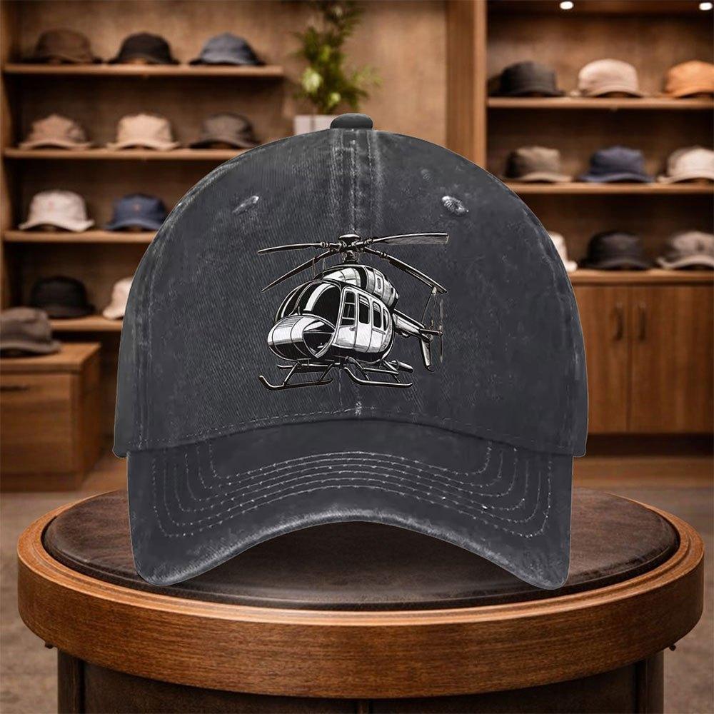 A HelicopterPrinted Baseball Cap a Casual Duckbill Hat Stylish And Adjustable for Outdoor Use Suitable for Travel And Beach