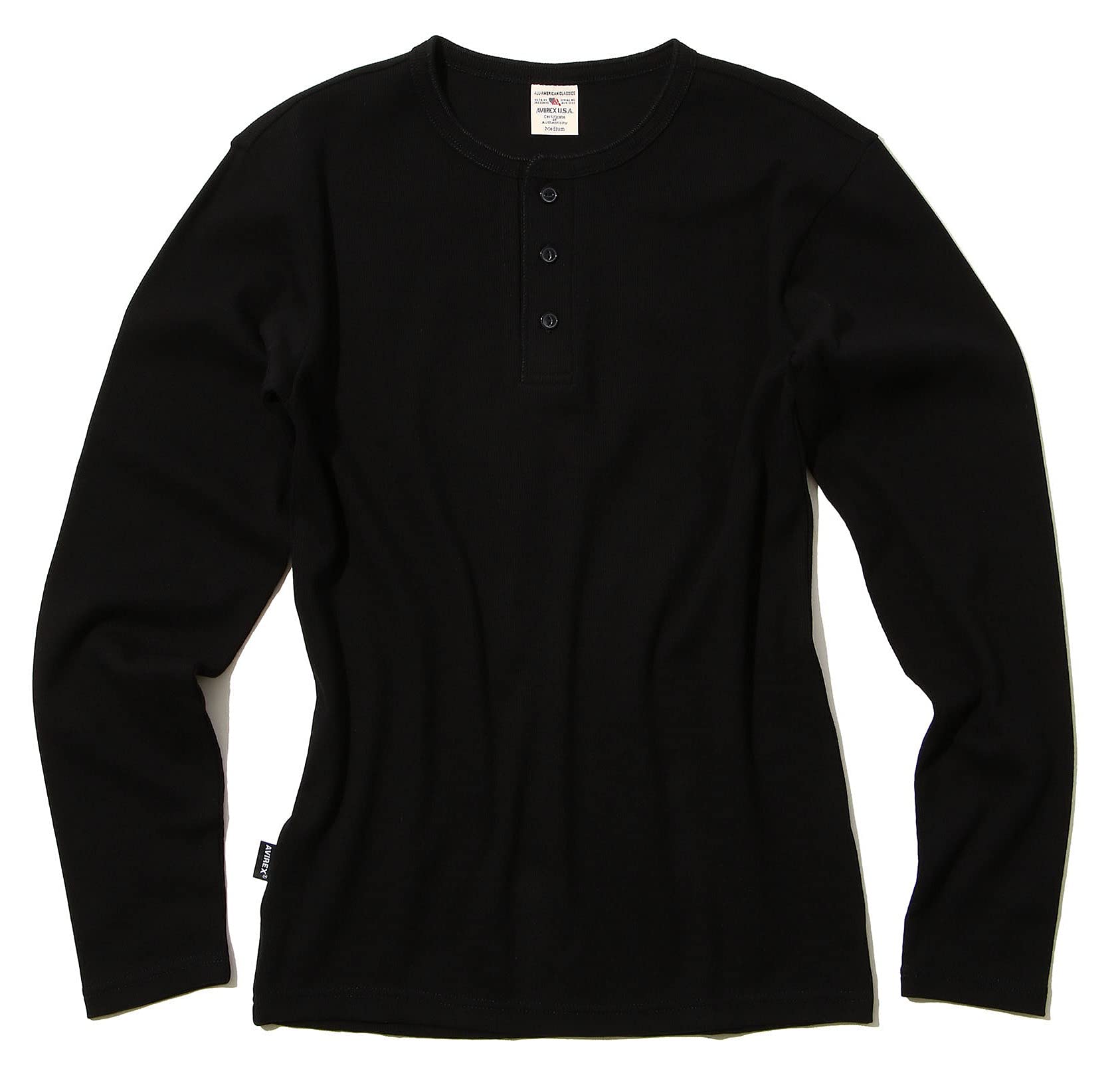 Avirex Daily Rib Henley Neck Tee and Odor Size Black (Antibacterial Resistant) Men s XL, 6153482,