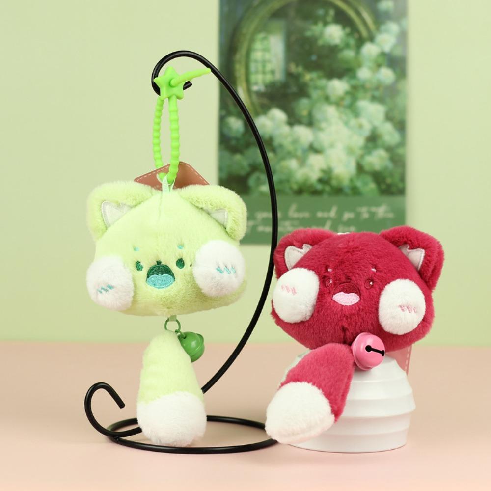 Long Tail Cat Plush Keyring with Bell Plush Cat Doll Pendant Plush Cat Keychain Couple Gift
