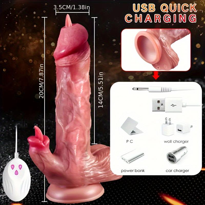 Female Realistic Insertion Dildo Licking Vibrator Vibrating 9 Vibrations 3 Insertion Modes USB Rechargeable Corded Remote Control Dildo For Women