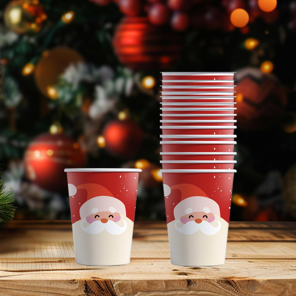 50pcs, Christmas Disposable Paper Cups, 9oz/250ml Eco Cups, Disposable Drinking Cups, Coffee Cups, Drinking Cups, Table Cups
