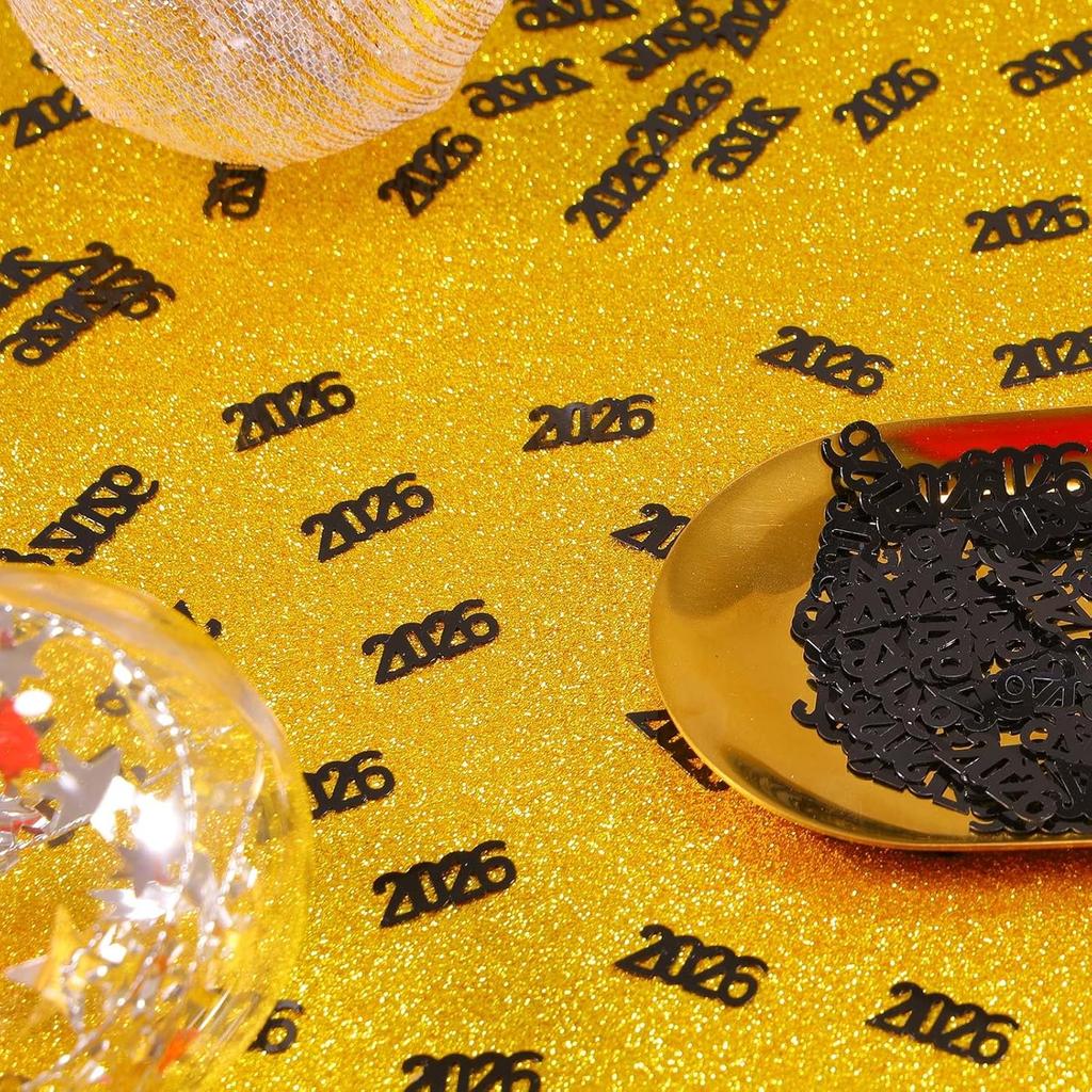 VHUWE 2026 New Years Confetti Black, 2.12 oz Shinny Metallic 2026 Number Confetti for Tables 2026 Happy New Year Decorations New Years Eve Party