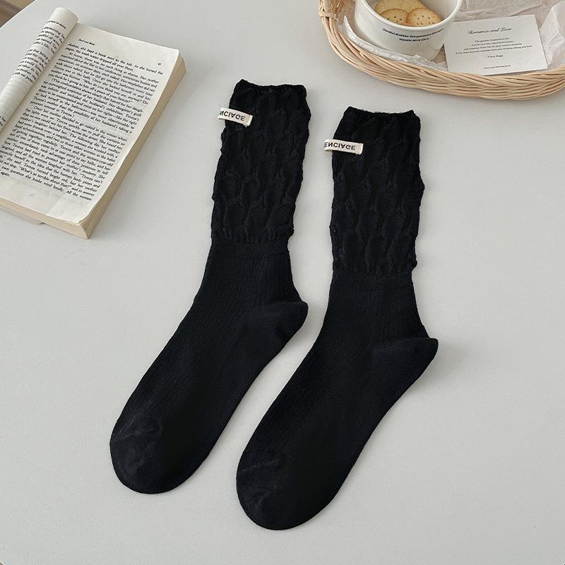

Internet Celebrity Socks For Women, Summer Thin Twisting Socks, Versatile Cloth Label B Letter Stockings One size fits all чорний