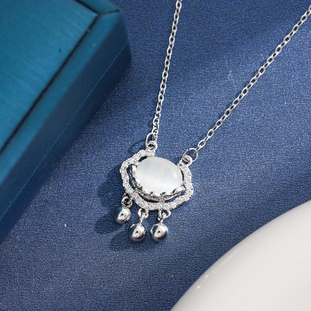 925 Sterling Silver & Titanium Steel Xiangyun Ruyi Lock Necklace, Women’s 14K Gold-Plated Pendant