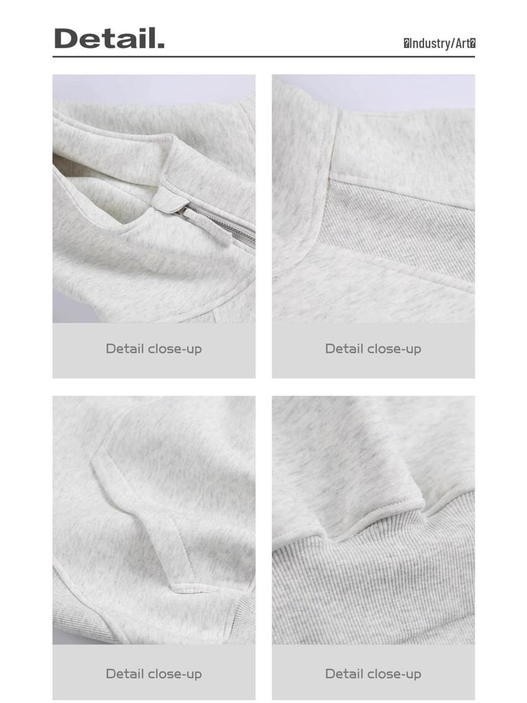 Nowy Amerykański Trend Ciężka Męska Bluza z Półzamkiem - Wiosna/Jesień Czysty Fason Pulower