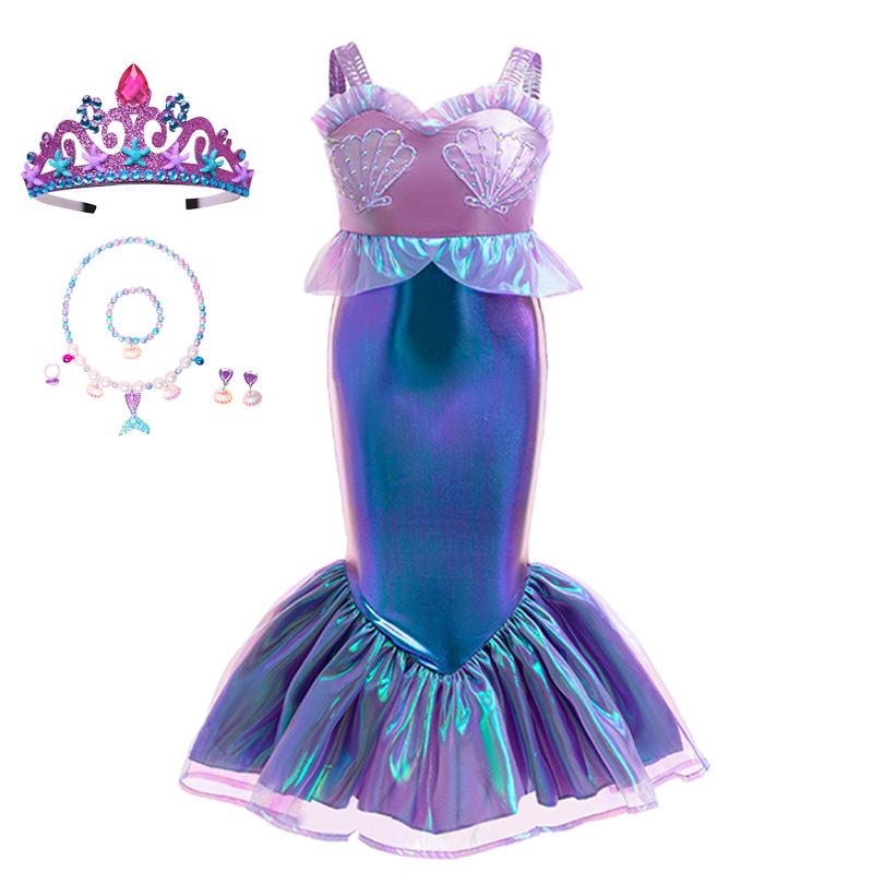 Girls' Purple Mermaid Spaghetti Strap Dress - Formal Costume & Performance Wear