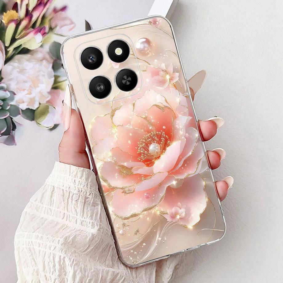 Weiche dünne transparente Silikonhülle für Huawei Honor 400 Smart Funda Honor X7D Katze Rose Blume Drache Mode Stoßfester Stoßfänger