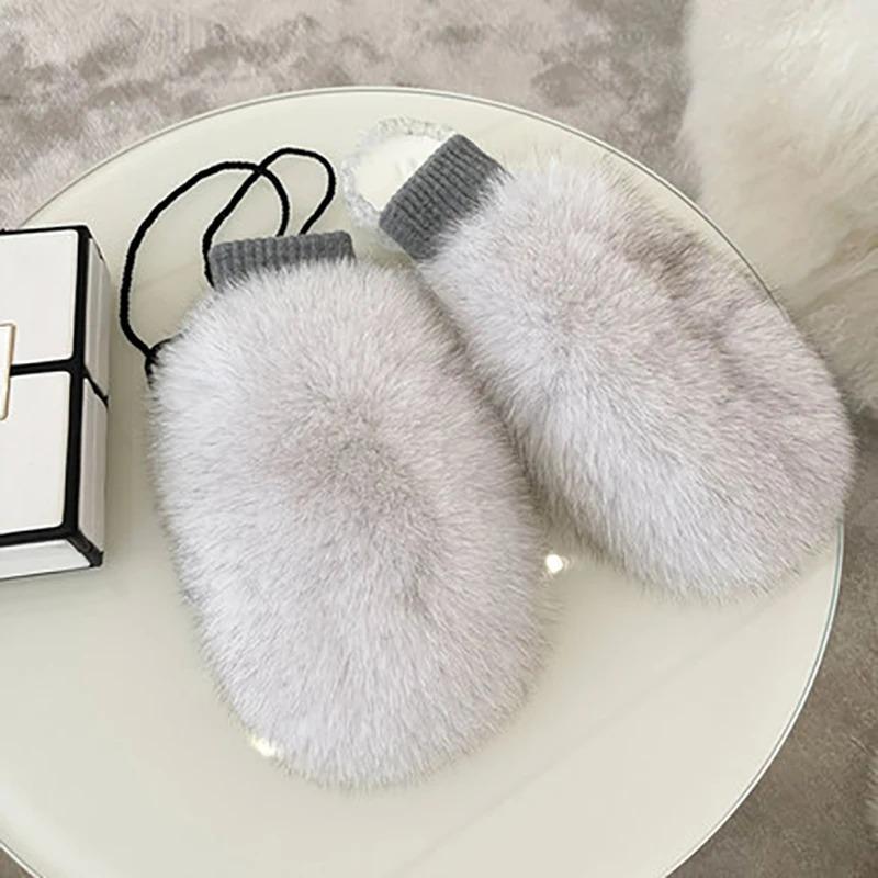 Women's Winter Warm Faux Fox Fur Gloves from Russia