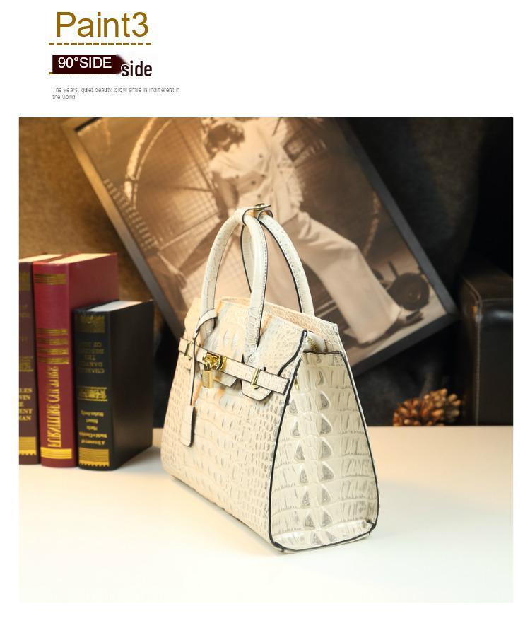 Europäische & Amerikanische Krokodilmuster Platin Handtasche: Groß, Hartleder, Stilvoll für Frauen