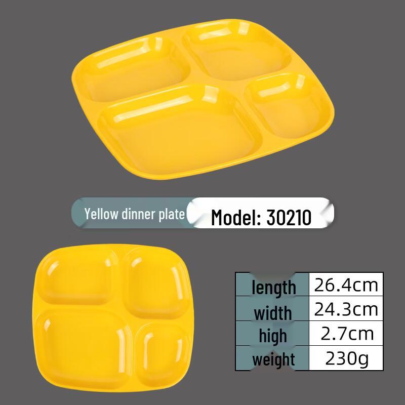 Rectangular 4-Compartment Melamine Divided Meal Tray