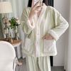 (Island Velvet) New Women's Pajamas Autumn and Winter Long-sleeved Trousers Thickened Loungewear Simple Warm Suede Pajamas Set