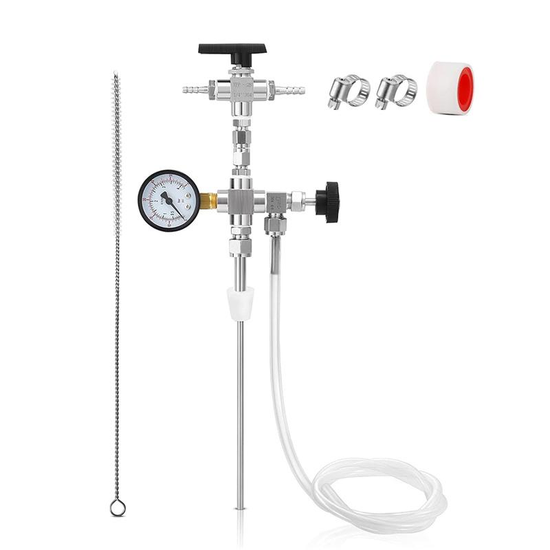 Counter Pressure Filler with Gauge, Homebrew Hand Held Bottle Filler No Carbonation Loss, Beer Bottling Kit 1/4 & 5/16 Barb