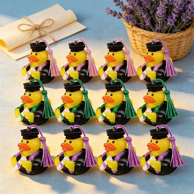 2Pcs Doctor Duck with Top Hat Graduation Party Decorations Cute Gifts Creative Car Ornaments Squeaky Bath Toy