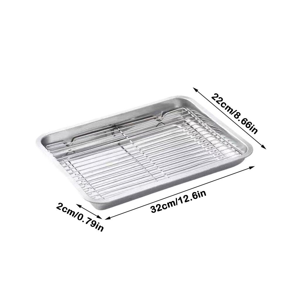 Removable BBQ Tray with Cooling Rack Oven Rack Stainless Steel Baking Pan  for Cooking Roasting
