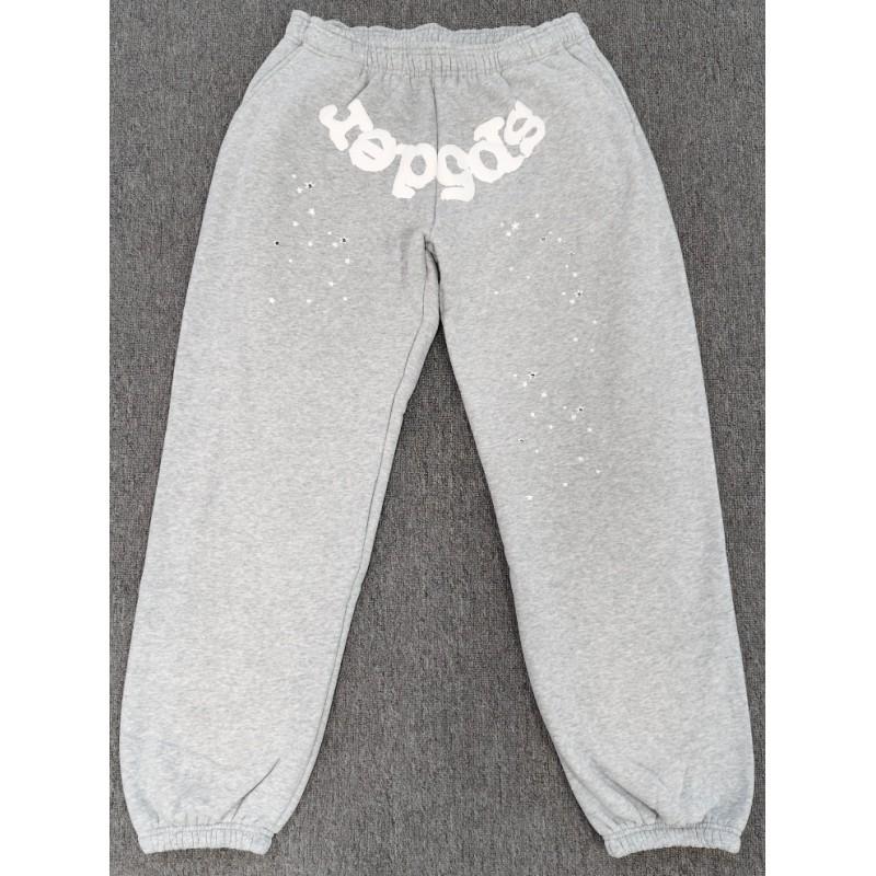 Heavyweight Fleece Lined Sweatpants Men Streetwear Spider Web Print Casual Pants