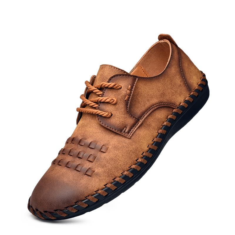 

Кожаная обувь мужская весна британский тренд молодежная большой размер повседневная кожаная обувь универсальный британский стиль мягкая подошва ретро мужская обувь 46 коричневый