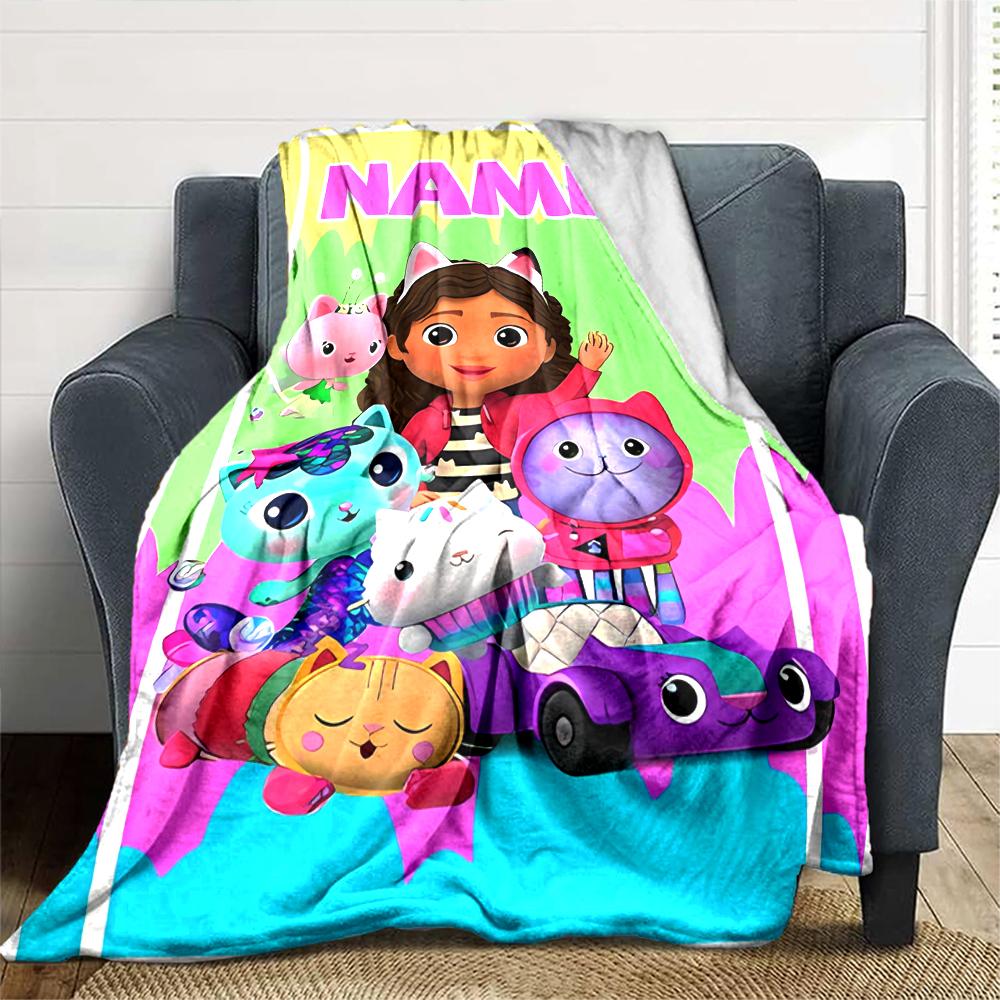Customiz Name Personality Gabby's Dollhouse Blanket Soft &Warm Sofa Office Bed Travel Lunch Break Blanket, Gift Suitable All Seasons