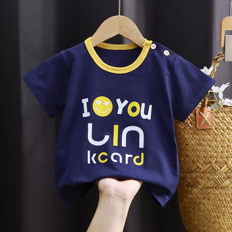 Kids Cute Cotton Short-sleeved T-shirt Tops Children's Clothing Baby Clothes Cartoon Pullover