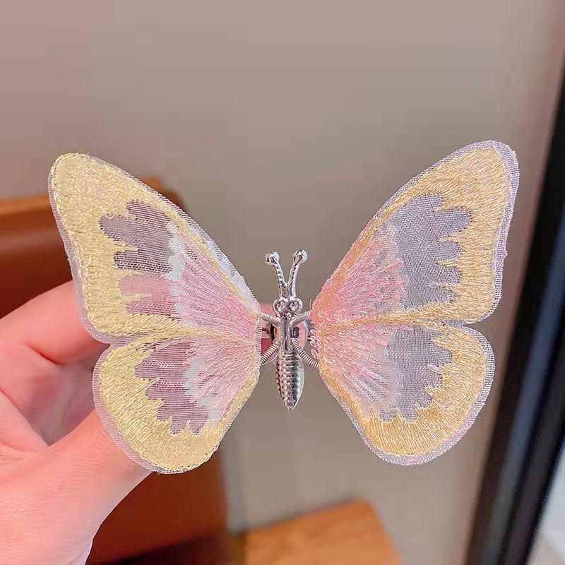 Gradient Silk Yarn Bow Butterfly Hairpin for Kids – Fairytale Style