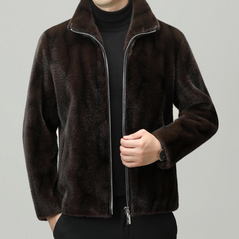 Men's Golden Mink Velvet Winter Coat 2025: Middle-Aged Fashion, Casual Warm Fleece Jacket, Loose Fit Outerwear