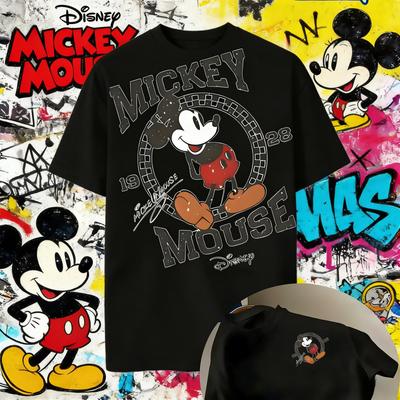2025 Disney Koszulka z Wzorem Myszki Miki Codzienna Rekreacja i Aktywności Tematyczne Unisex Bawełna Rekreacyjna Krótki Rękaw Oversize