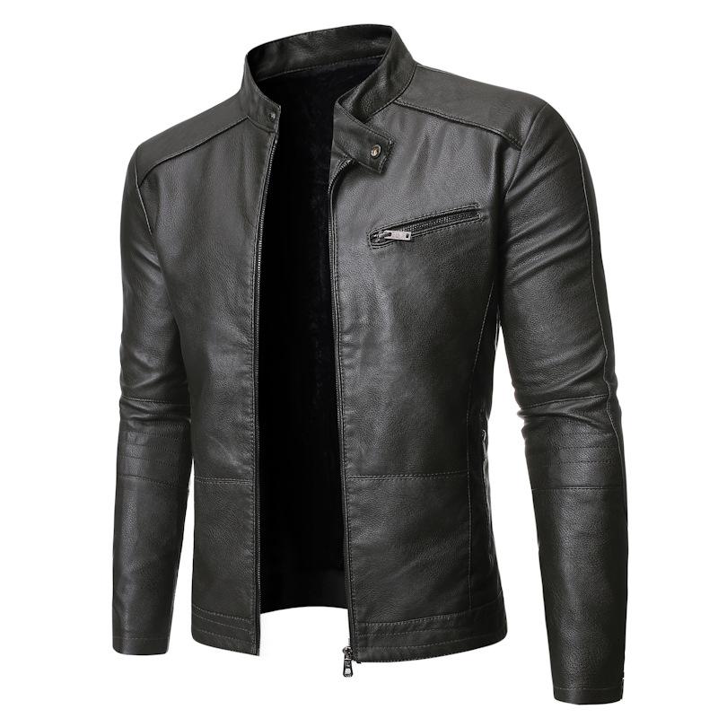 Spring Autumn PU Leather Jacket Washed Leather Jacket Jacket Large Size