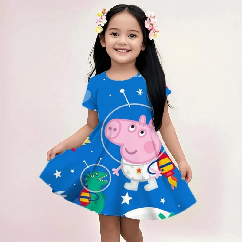 Summer Fashion Kids Dress Peppa Pig Cute Cartoon Print Casual Beach Sundress Soft Breathable 110