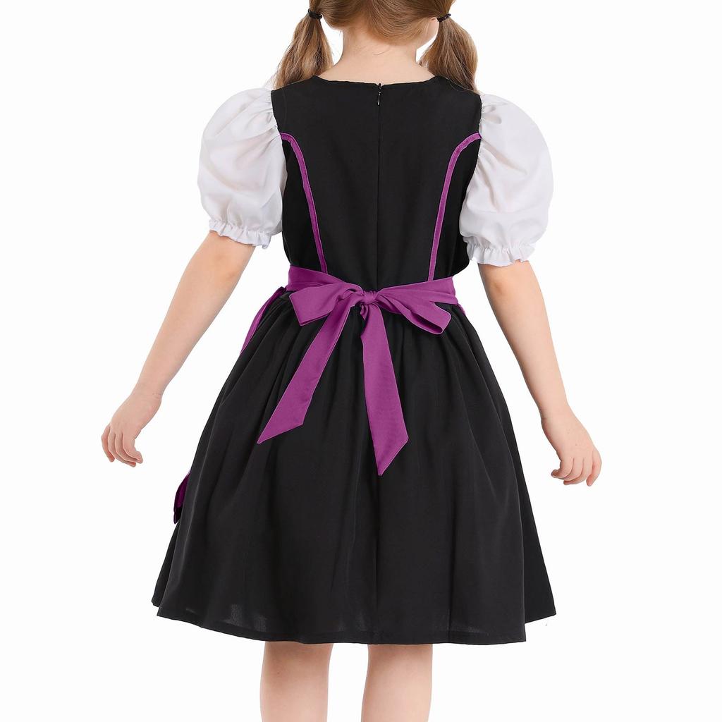 Girl's  Vintage Dress Solid Color Patchwork Cosplay Dresses