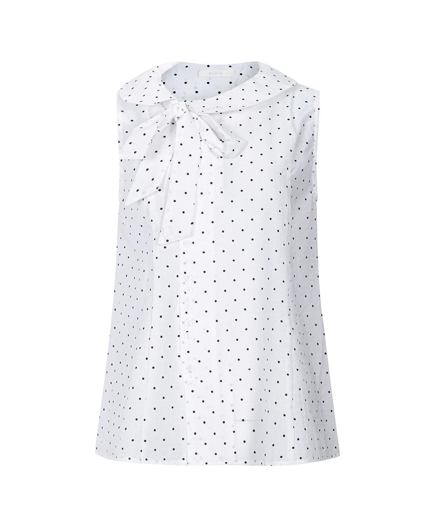 ILLIGO Rope Flare Blouse White Dot
