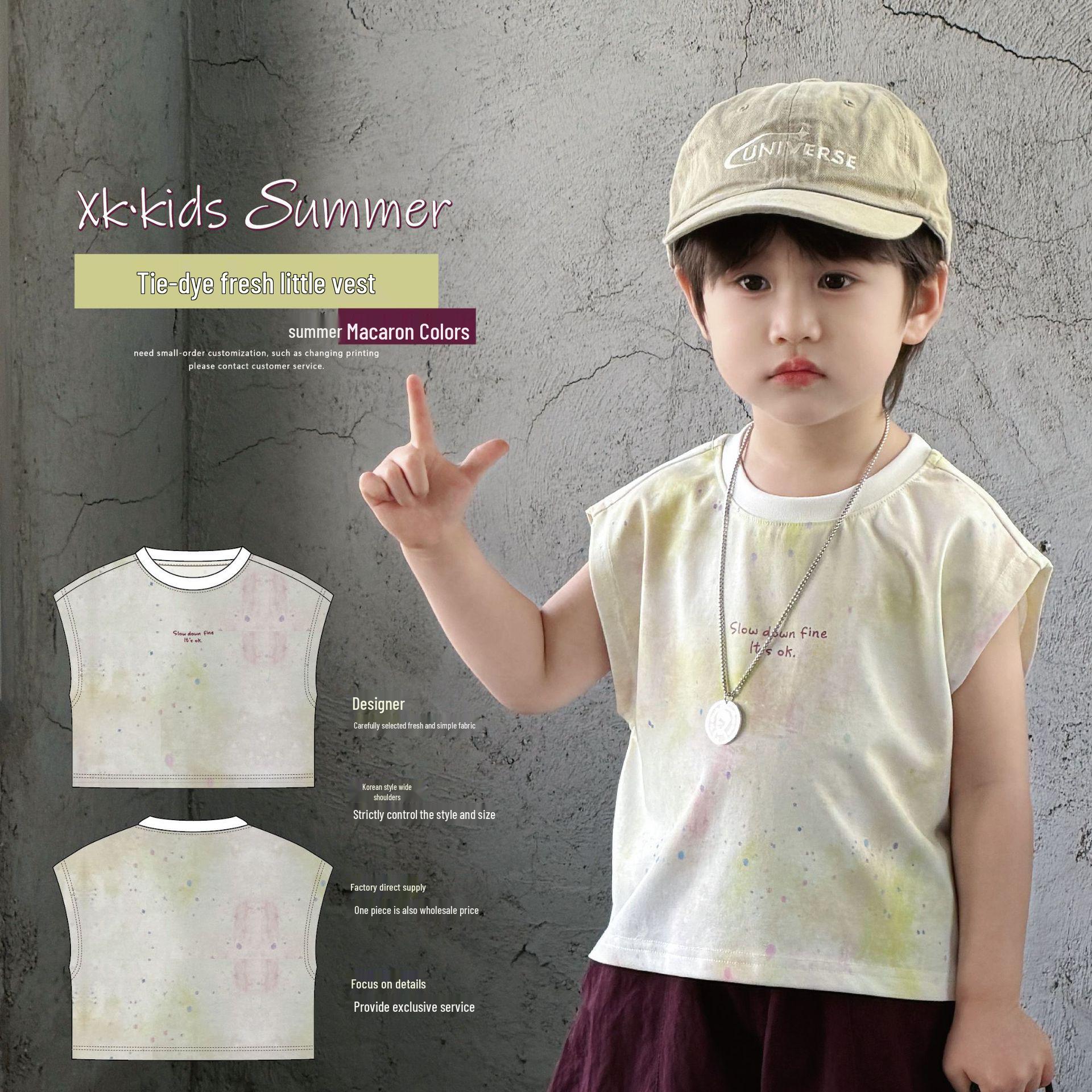Xike Boys Pure Cotton Sleeveless Summer Tank Top 2026 100 cm