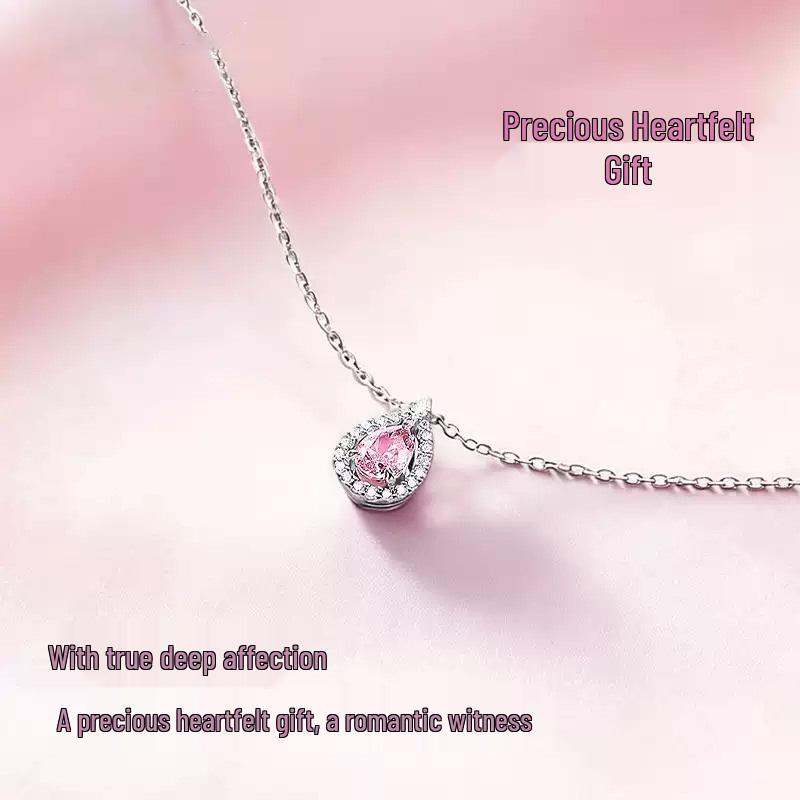 925 Sterling Silver Teardrop Necklace: Elegant, Niche Design Clavicle Chain Gift for Her