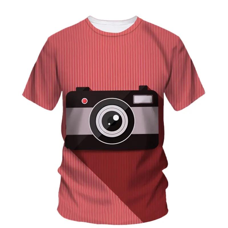 Fashion New Camera Photography Pattern Men's Printed T-shirt Street Harajuku O-neck Extra Large Short Sleeved Top