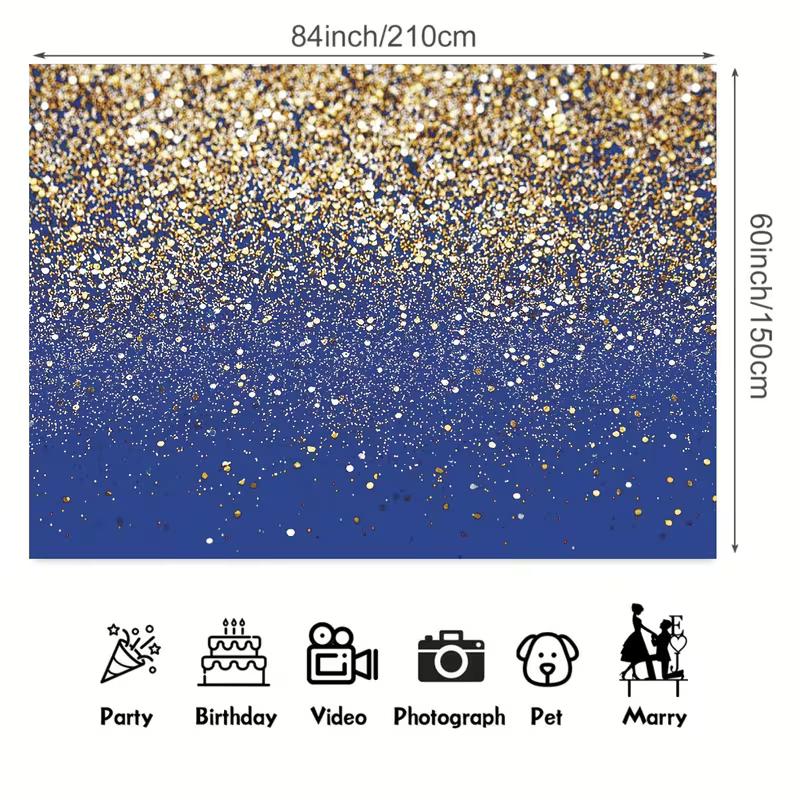 2D Royal Blue with Sparkling Gold Confetti Backdrop Photography Background Banner 47.2x31.5inch/120*80cm