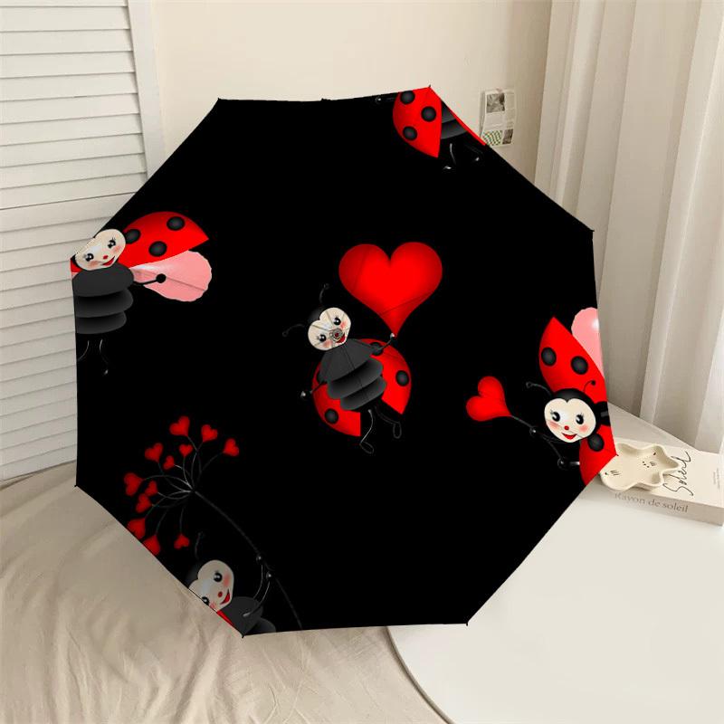 

1PC ladybug heartUmbrella-8-Rib Reinforced, Automatic Open, Lightweight & Durable, Cute Fashion Accessory for Outdoor-P208