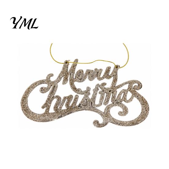 Store Window Holiday Decor Merry Christmas Letter Sign for Tree, Glitter Plastic Hanging Gift Packaging Accessories Ornaments, Sparkling Letters