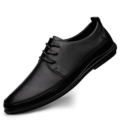 Men's Shoes Soft Sole Lace-up Casual Shoes Business Dress Leather Shoes Men's British Style Men's Loafers Large Size Single Shoes