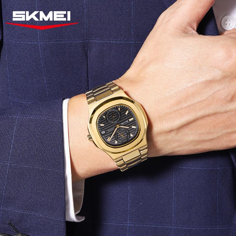 Pánské kalendářové hodinky Vodotěsné pánské náramkové hodinky Nerezová ocel Pánské quartzové hodinky Ležérní hodiny Uhren Montre