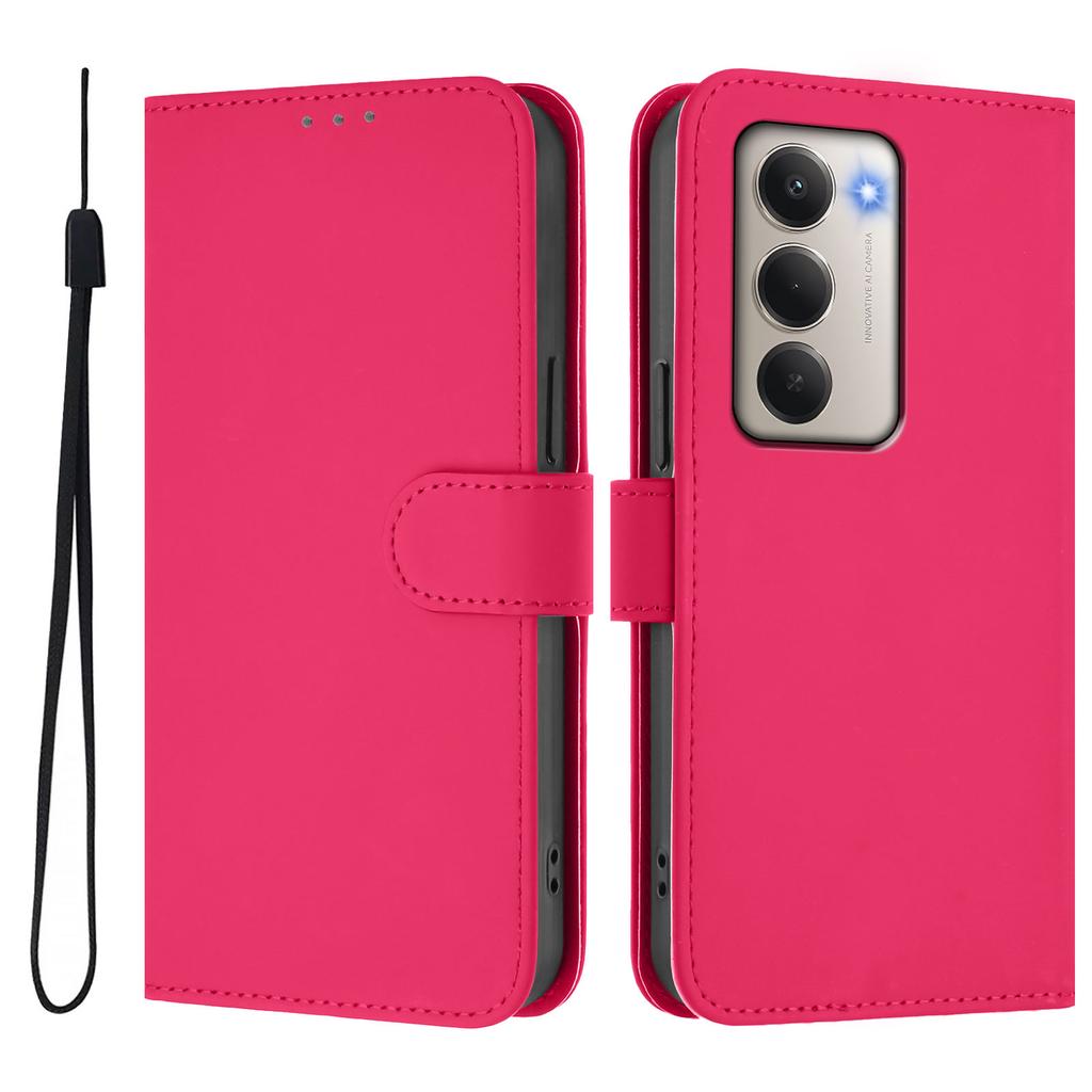 For Xiaomi Redmi 15 5G Case Solid Color Wallet Leather Phone Cover with Strap