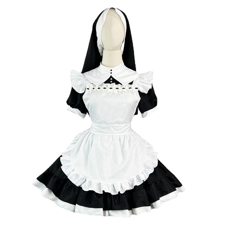100.00kg Halloween Nun's Outfit Lolita Maid Uniform Anime Export Oversize Women's Clothing Dress Slim Looking