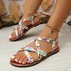 Woven Sandals Women's 2025 New Flat Sandals Pattern Large Size Sandals